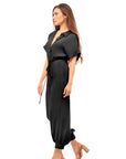 SHORT SLEEVE BUTTON FRONT JUMPSUIT