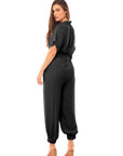 SHORT SLEEVE BUTTON FRONT JUMPSUIT
