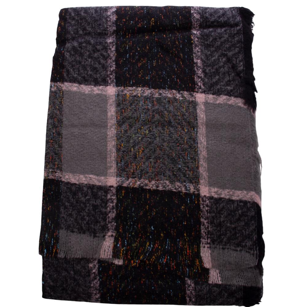 BLOCKED BORDER FLECKED BLANKET SCARF