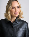 LEFEI RF SNAP FRONT BONDED LEATHER JACKET