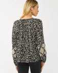 EMBROIDERED SLEEVE PRINTED BLOUSE