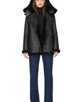 MARTINA SILKY NAPPA SHEARLING JACKET WITH HOOD