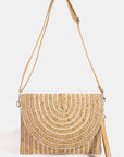 CORD ACCENT STRIPE CURVED FLAP CLUTCH