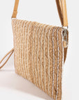 CORD ACCENT STRIPE CURVED FLAP CLUTCH
