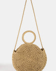 RING HANDLE STRAW HANDBAG