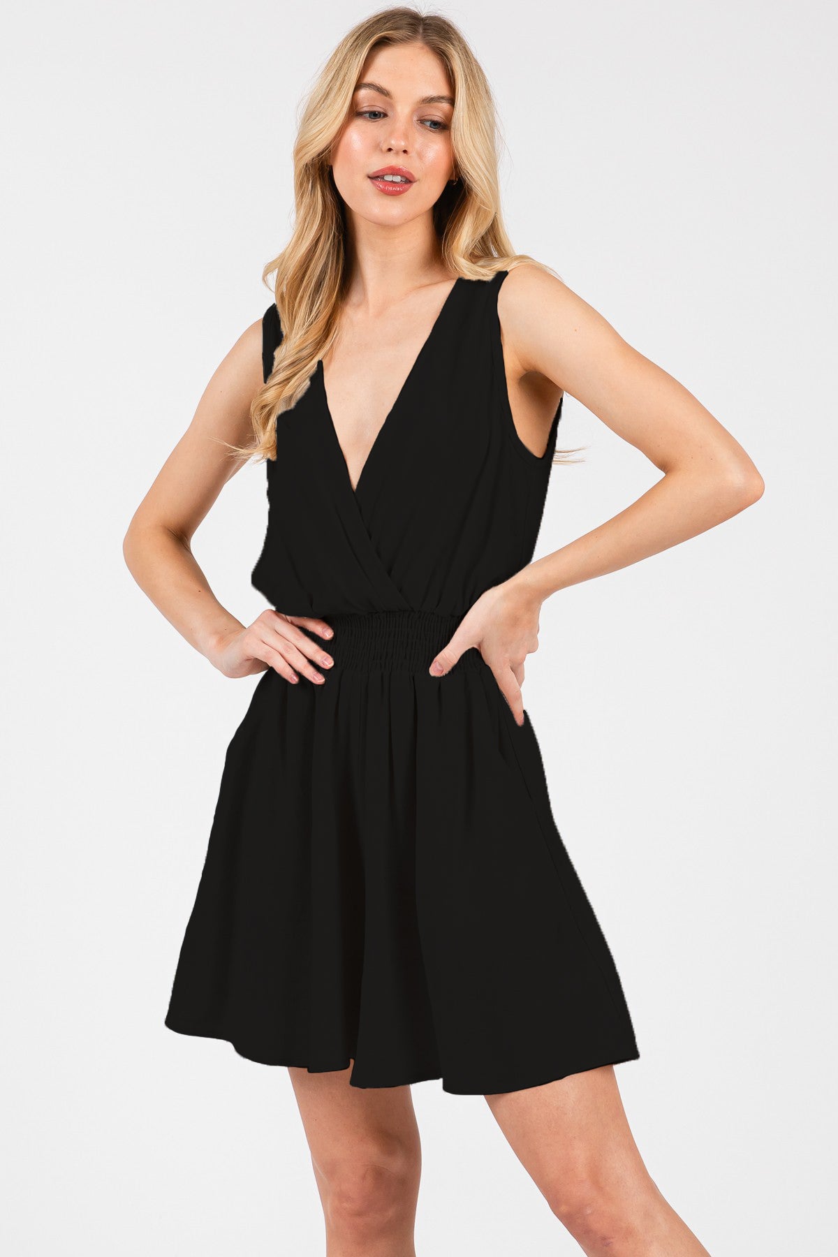 CROSSOVER SMOCK WAIST ROMPER