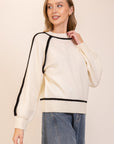CONTRAST TRIM SWEATER