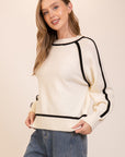 CONTRAST TRIM SWEATER
