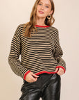 CONTRAST EDGE STRIPED SWEATER