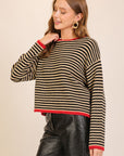 CONTRAST EDGE STRIPED SWEATER