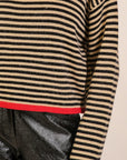 CONTRAST EDGE STRIPED SWEATER