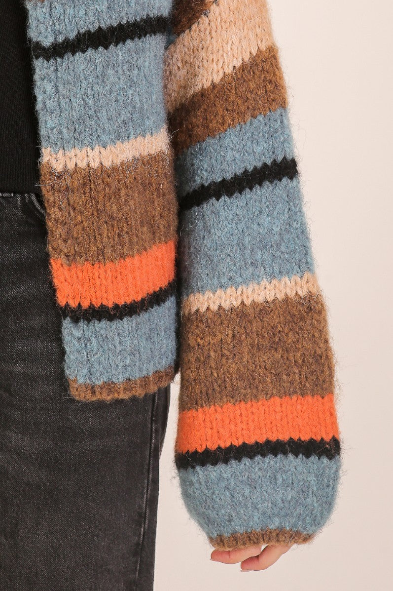 MIXED STRIPE OPEN CARDIGAN