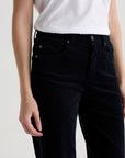 BRINLEY CORDUROY MID-RISE STRAIGHT IN SUPER BLACK