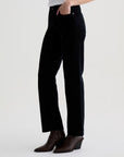 BRINLEY CORDUROY MID-RISE STRAIGHT IN SUPER BLACK