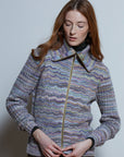 SPACE DYE BASKETWEAVE ZIP FRONT JACKET