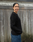 MESH STITCH CONFETTI CREW NECK SWEATER