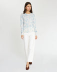 WATERCOLOUR FLORAL CREW NECK CASHMERE SWEATER
