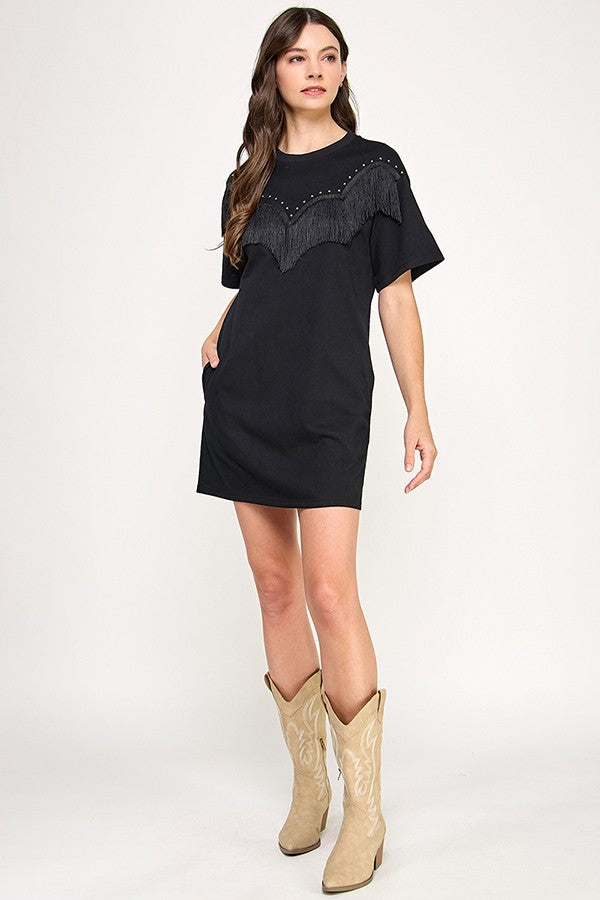 FRINGE T-SHIRT DRESS