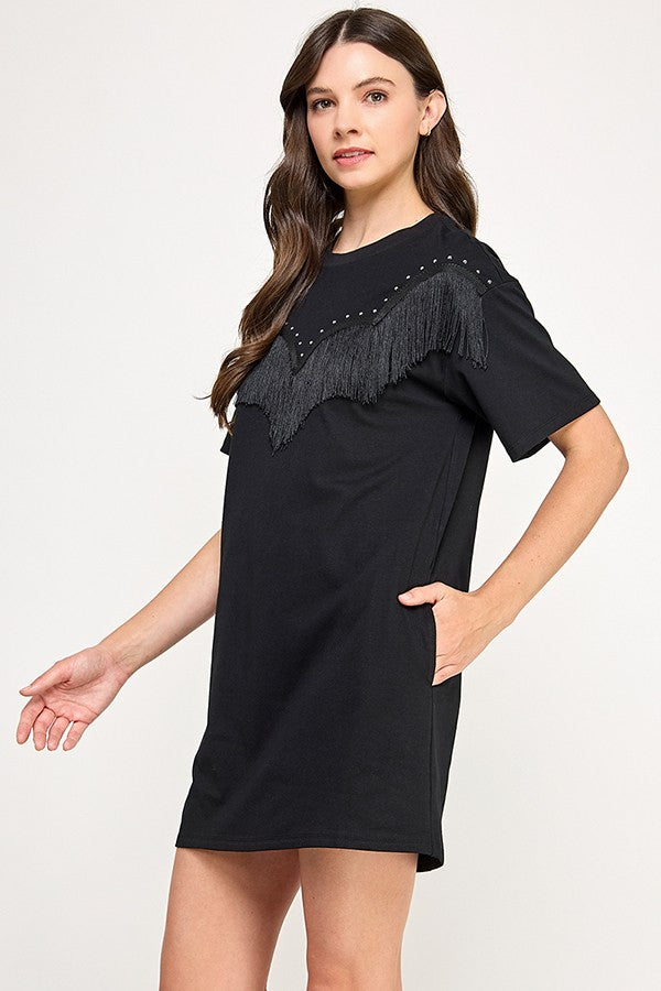 FRINGE T-SHIRT DRESS