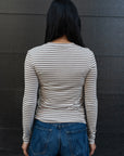 STRIPED BAMBOO LONG SLEEVE TEE