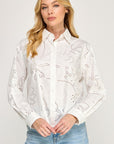 EYELET LONG SLEEVE SHIRT