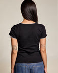 EMBROIDERED TRIM TEE