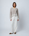 SYBIL VERTICAL STRIPE V-NECK SWEATER