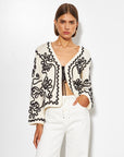SABLE ABSTRACT GARDEN TIE CARDI
