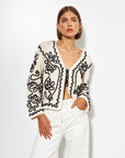 SABLE ABSTRACT GARDEN TIE CARDI
