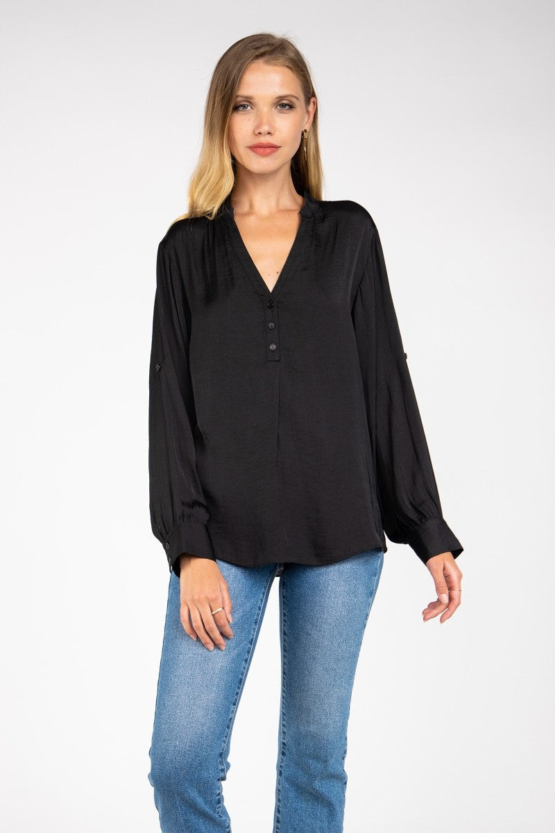 POPOVER V-NECK BLOUSE