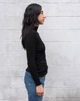 MOCK NECK FINE KNIT TOP