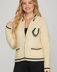 HOSRE PRINT ZIP UP CARDI