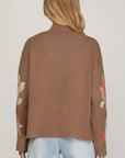 MOCK NECK FLORAL SWEATER