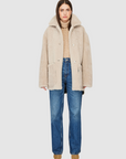 SACHS REVERSIBLE CURLY SHEARLING HI-LO COAT