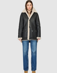 SACHS REVERSIBLE CURLY SHEARLING HI-LO COAT