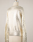 METALLIC CABLE KNIT SWEATER