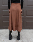 A-LINE ULTRASUEDE MIDI SKIRT