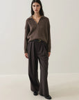 SUPERFINE WOOL CABLE RELAXED POLO SWEATER