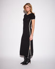 WARREN EMBROIDERED TRIM OPEN KNIT DRESS
