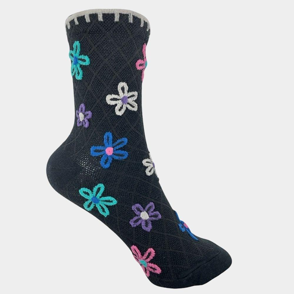 FAUX EMBROIDERED FLOWERS SOCKS