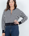 STRIPED ZIP UP CARDIGAN