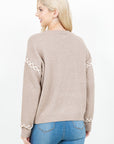 CROSS STITCH TRIM SWEATER