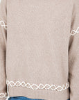 CROSS STITCH TRIM SWEATER