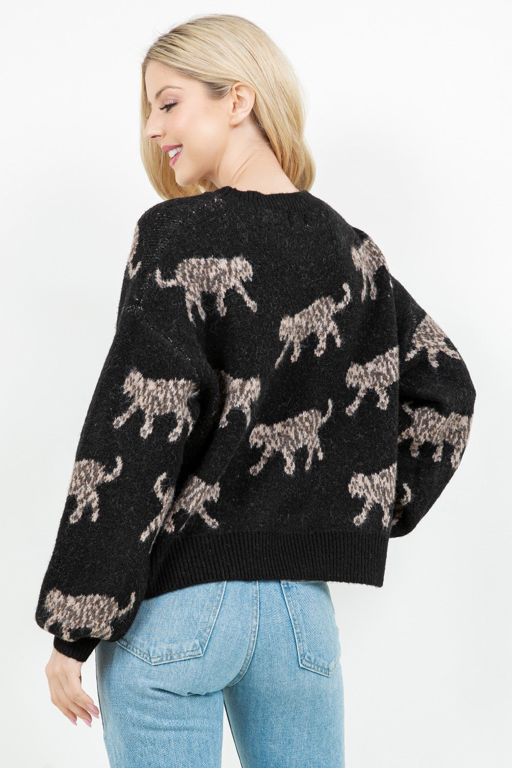 BIG CAT PRINT SWEATER