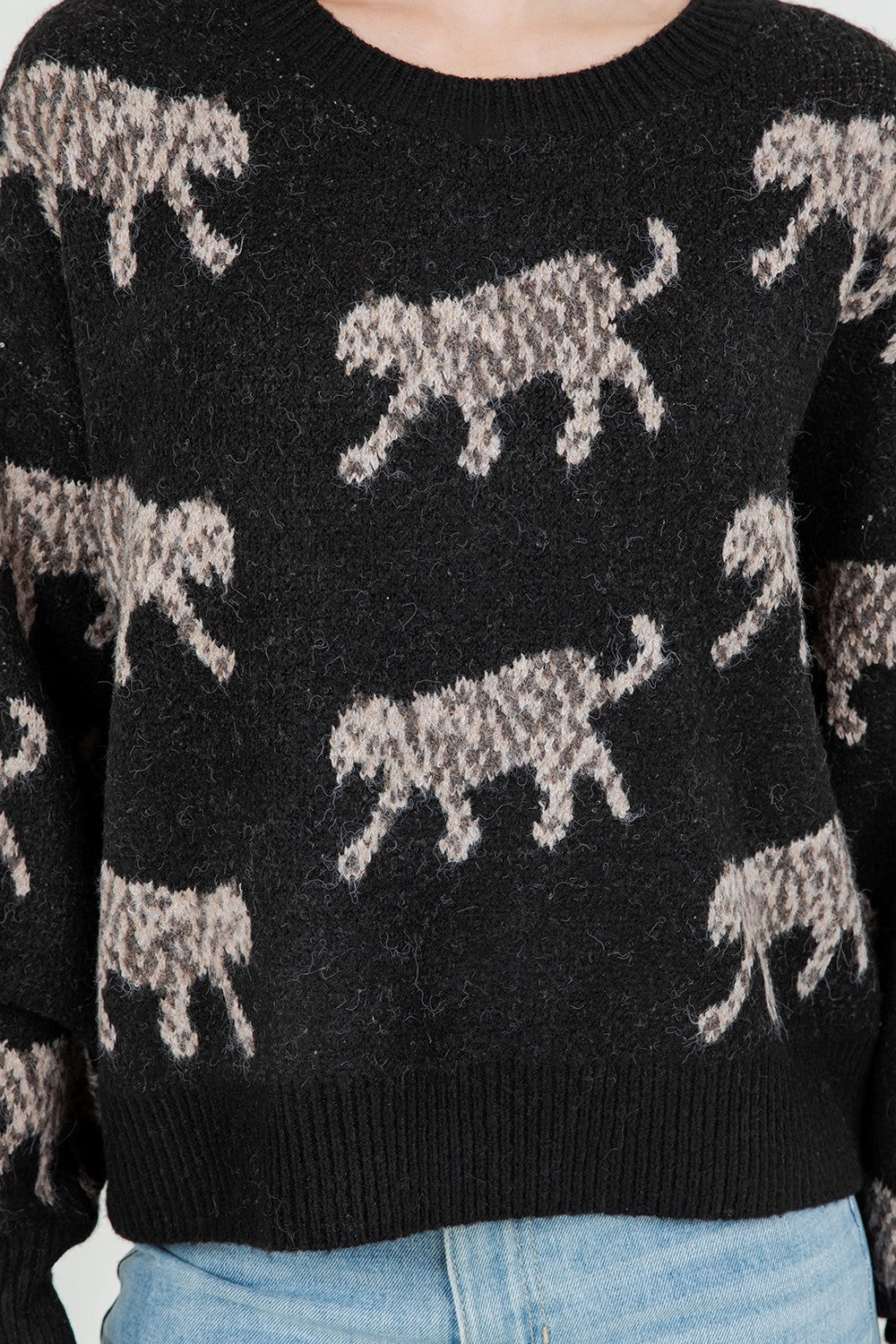 BIG CAT PRINT SWEATER