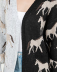 COLOUR BLOCK HORSE CARDIGAN