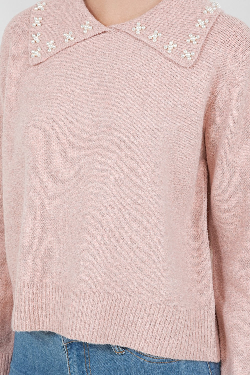 PEARL TRIM COLLAR SWEATER