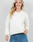 PEARL TRIM COLLAR SWEATER