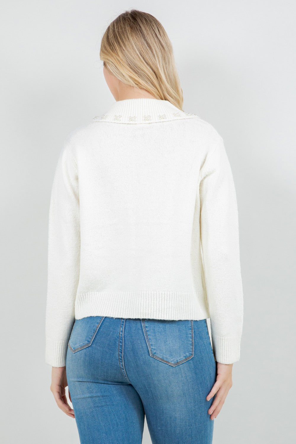 PEARL TRIM COLLAR SWEATER