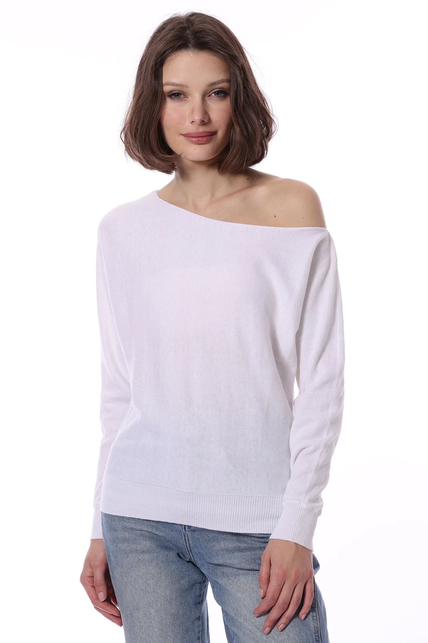 COTTON CASHMERE OFF THE SHOULDER TOP